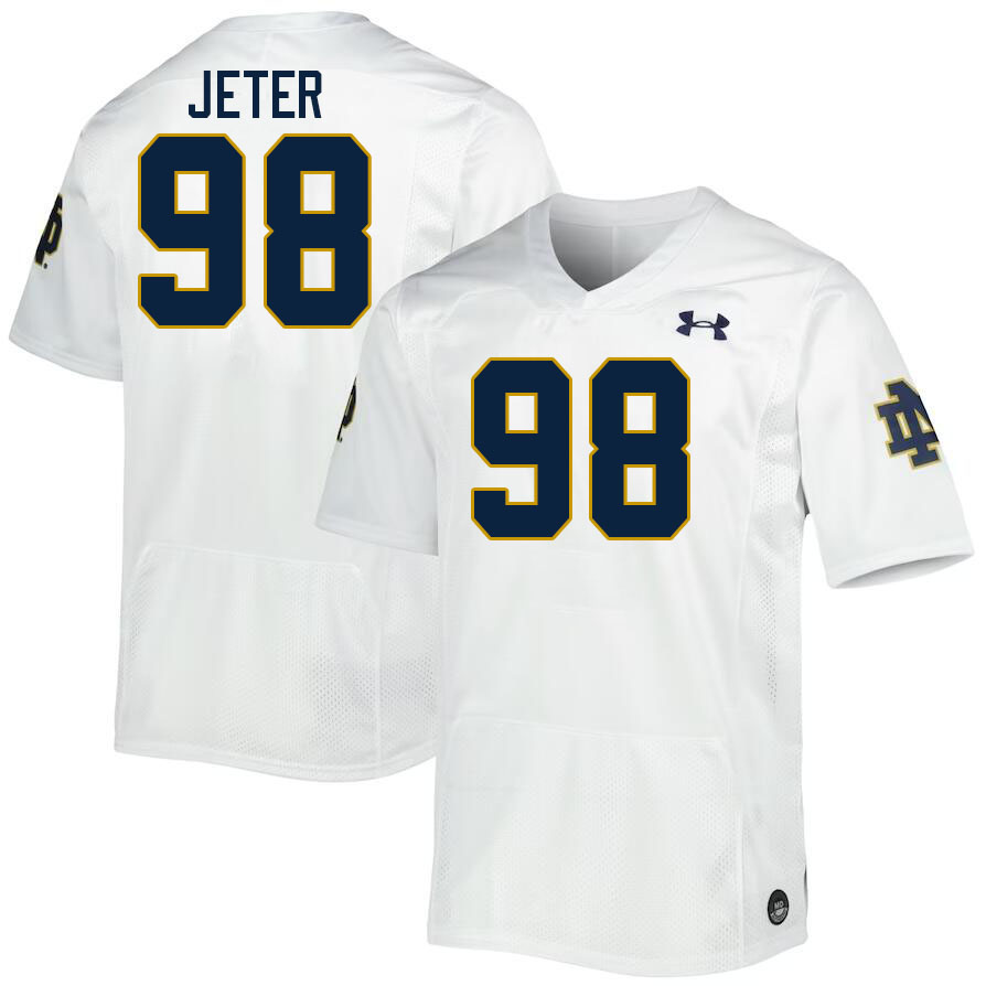 Men #98 Mitch Jeter Notre Dame Fighting Irish College Football Jerseys Stitched-White